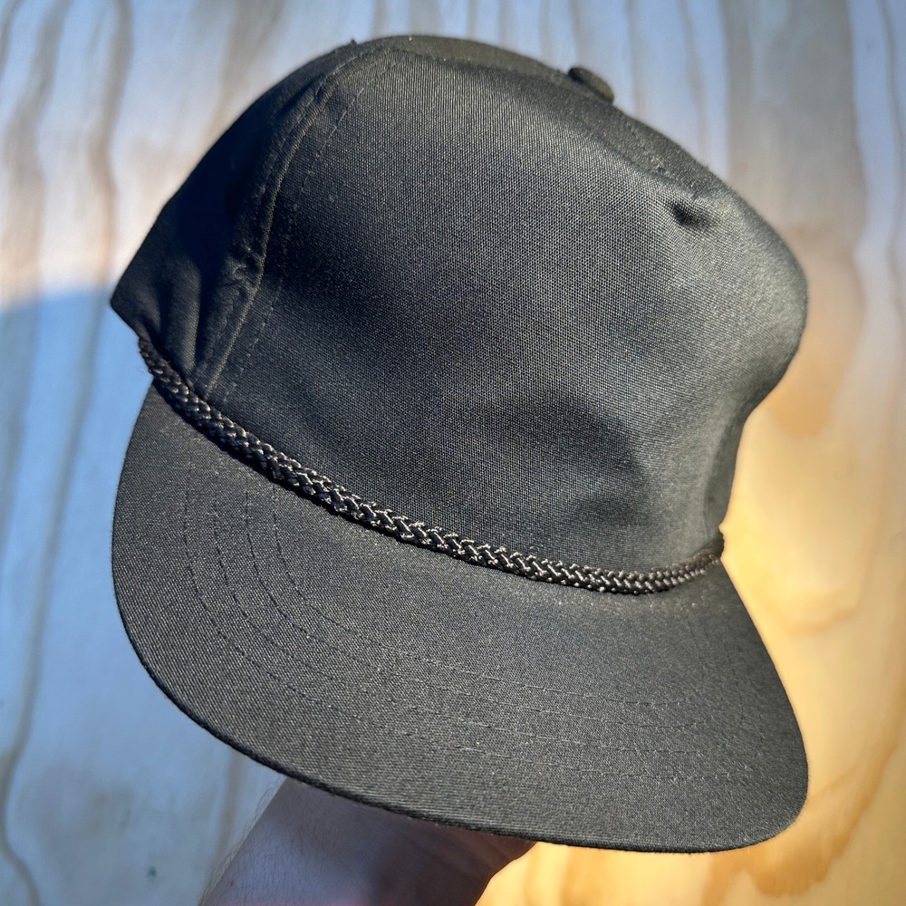 Yupoong Black Rope Hat Adjustable Strapback 5 Panel Cap OSFA Unisex